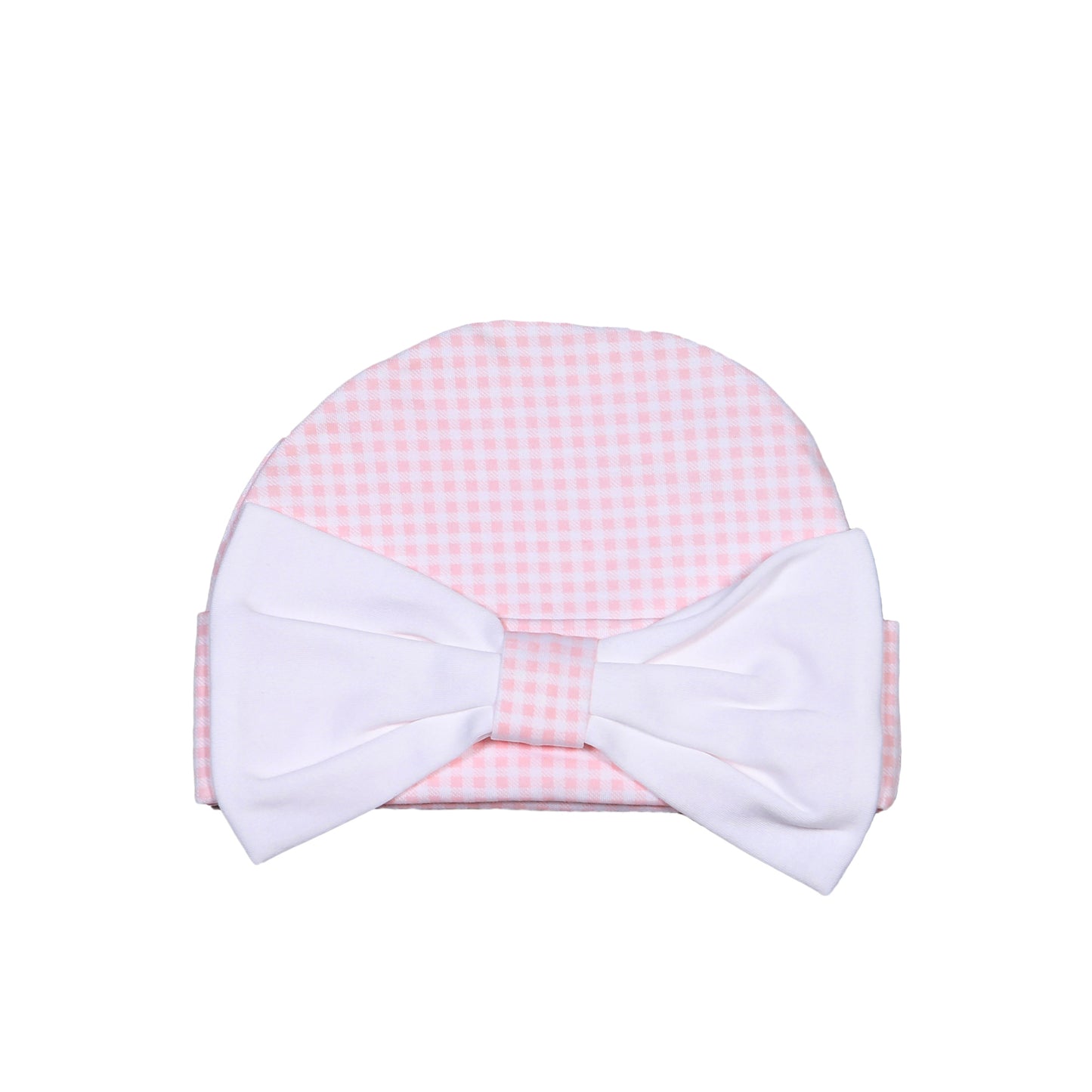 OLI-015 OLIVIA PINK  GINGHAM PIMA BOW BEANIE