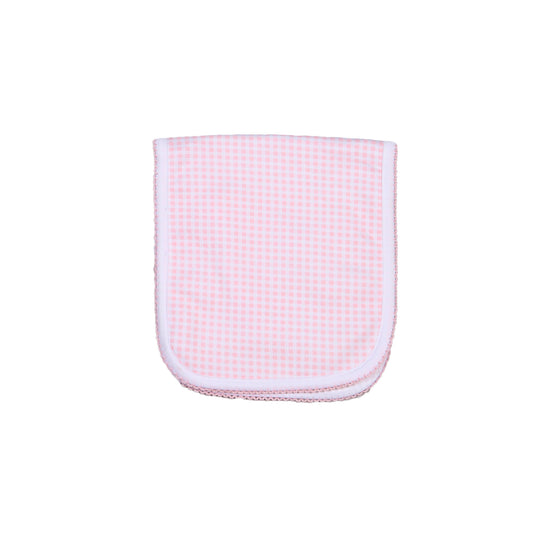 OLI-017 OLIVIA PINK GINGHAM PIMA BURPING CLOTHE