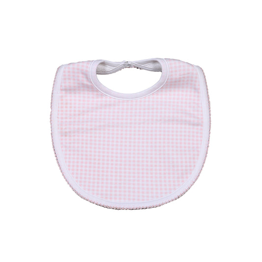 OLI-018 OLIVIA PINK  GINGHAM PIMA BIB