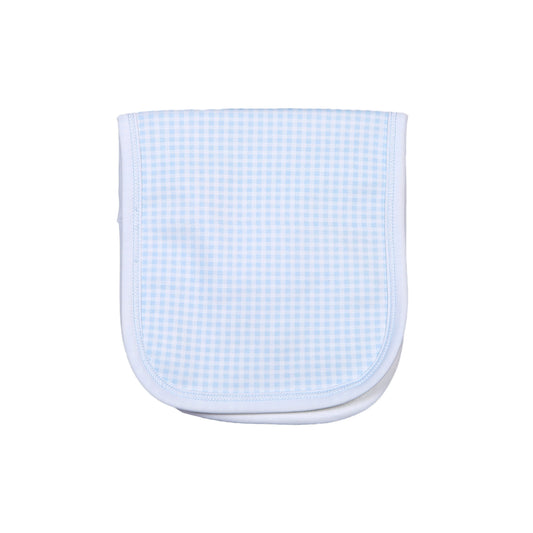 PET-117 PETER BLUE GINGHAM PIMA  BURPING PAD