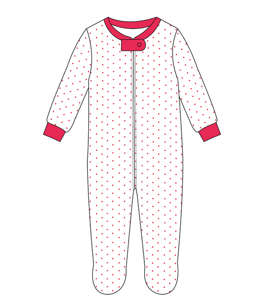 RDZ-199 RED DOTS PIMA ZIPPER HOLIDAY LOUNGEWEAR