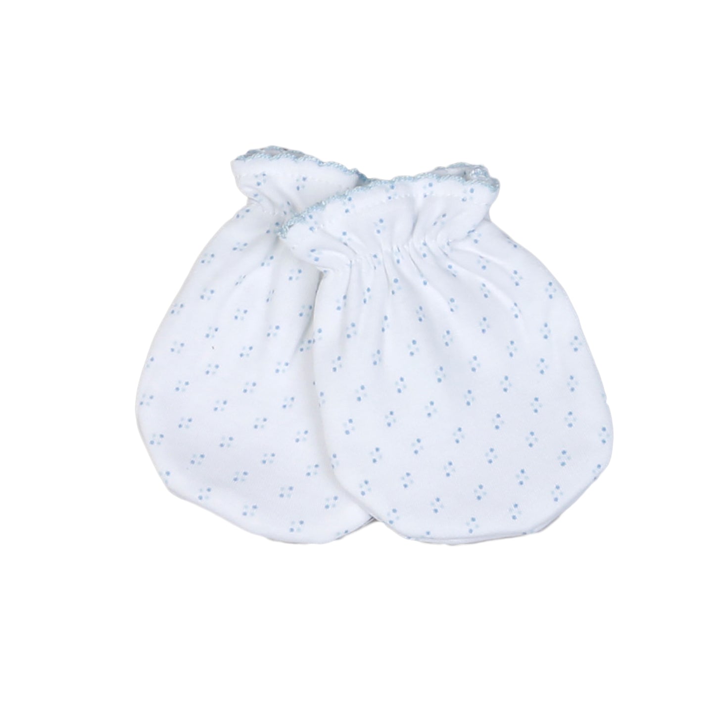 BDM-810 BLUE DOTS PIMA MITTENS BLUE TRIM