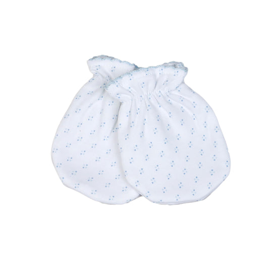 BDM-810 BLUE DOTS PIMA MITTENS BLUE TRIM
