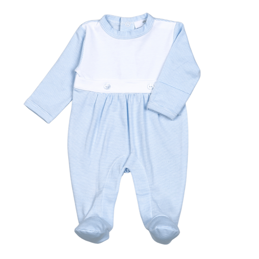 BBI-914 BLUE STRIPES PIMA BIB FOOTIE