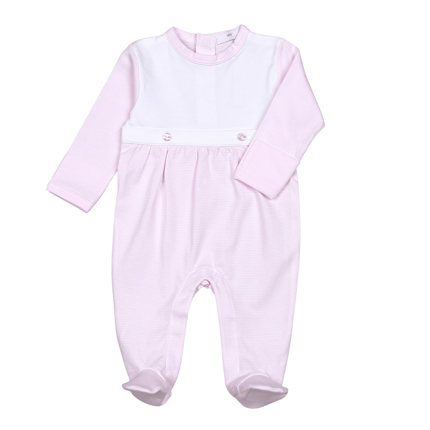 PPI-814 PINK STRIPES PIMA BIB FOOTIE