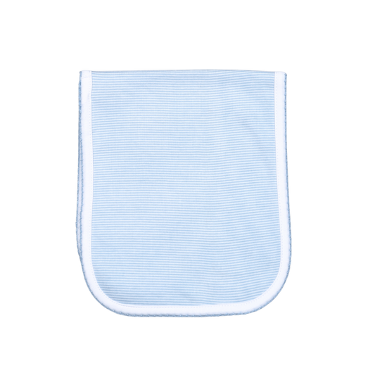 BSB-218 BLUE STRIPES PIMA BURPING PAD BLUE TRIM