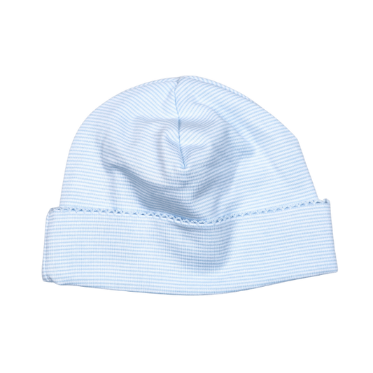 BSH-815 BLUE STRIPES PIMA BEANIE BLUE TRIM