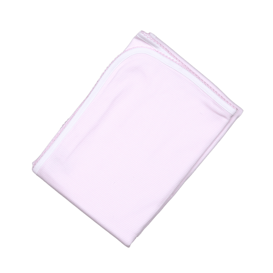PSK-116 PINK STRIPES PIMA RECEIVING BLANKET PINK TRIM