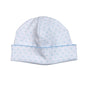 BDH-615 BLUE DOTS PIMA BEANIE  BLUE TRIM