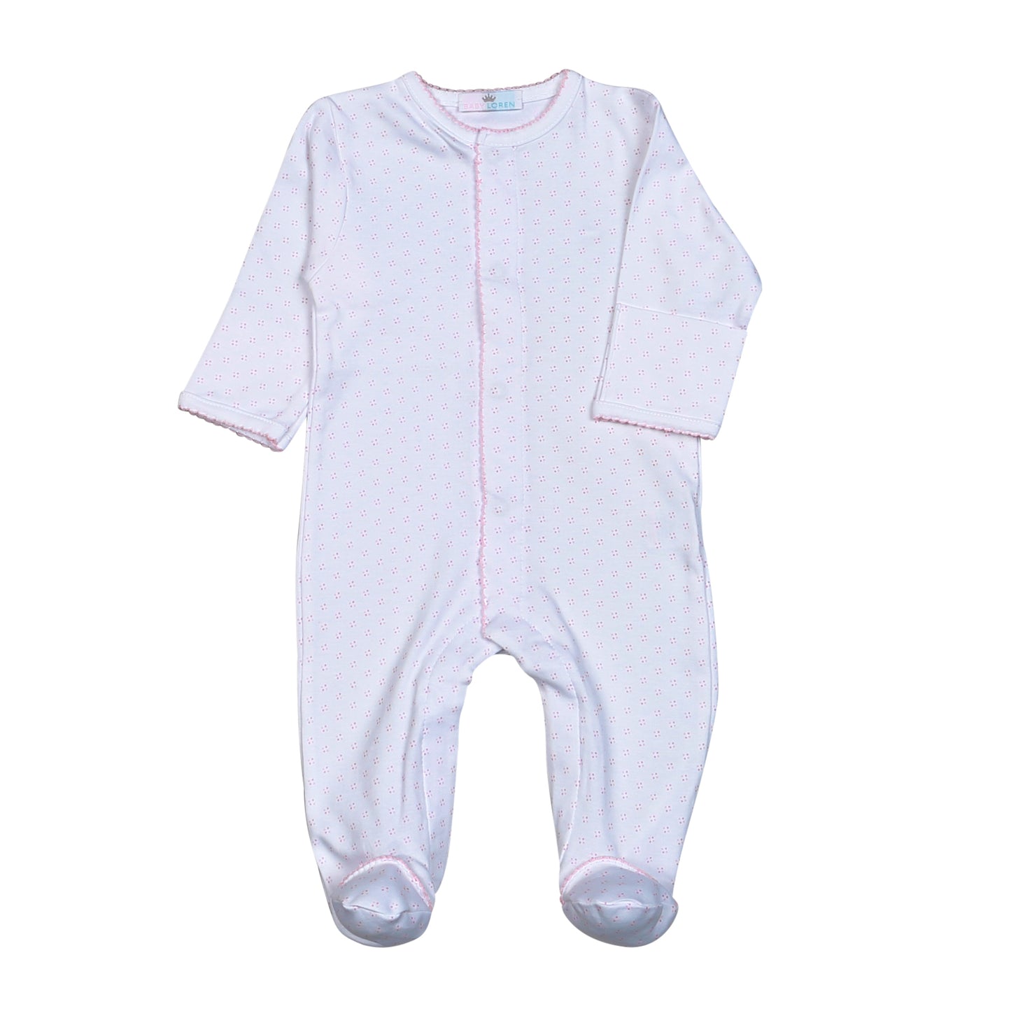 PDF-514 PINK DOTS PIMA FOOTIE PINK TRIM