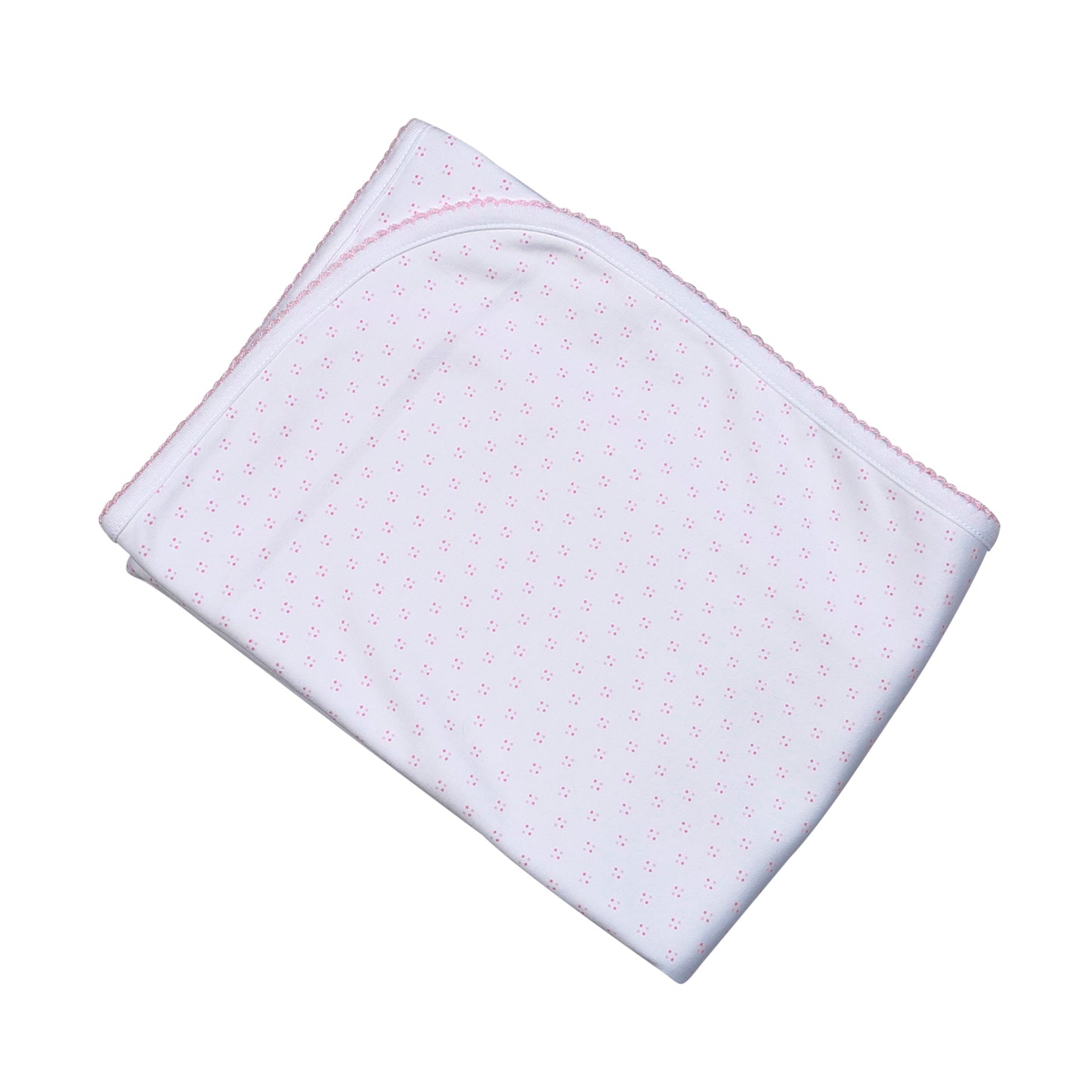 PDK-716 PINK DOTS PIMA RECEIVING BLANKETPINK TRIM