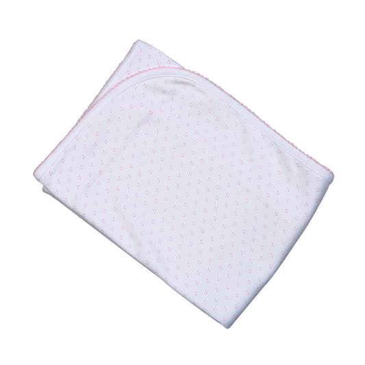 PDK-716 PINK DOTS PIMA RECEIVING BLANKETPINK TRIM