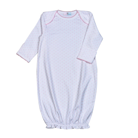 PMG-019 PINK MICRO DOT PIMA DRESS PINK PICOT TRIMMING