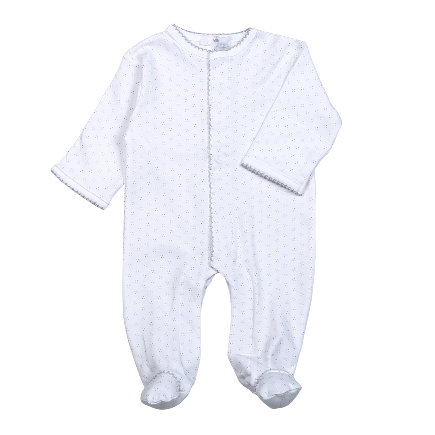 GDF-214 GREY DOTS PIMA FOOTIE GREY TRIM