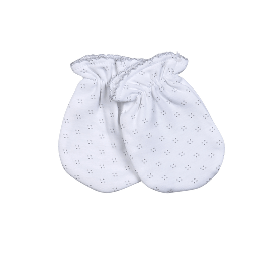 GDM-910 GRAY DOTS  PIMA MITTENS GRAY TRIM
