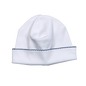 WHN-915 WHITE PIMA BEANIE NAVY BLUE TRIM
