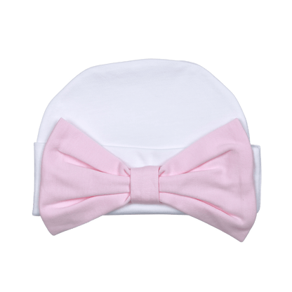 PBW-215 PINK BOW WHITE PIMA BEANIE