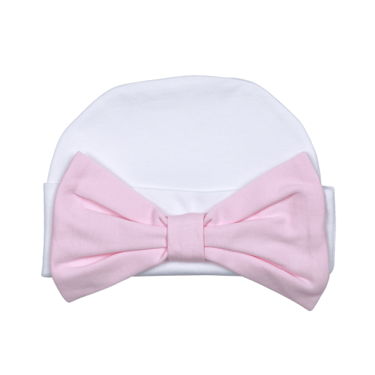 PBW-215 PINK BOW WHITE PIMA BEANIE