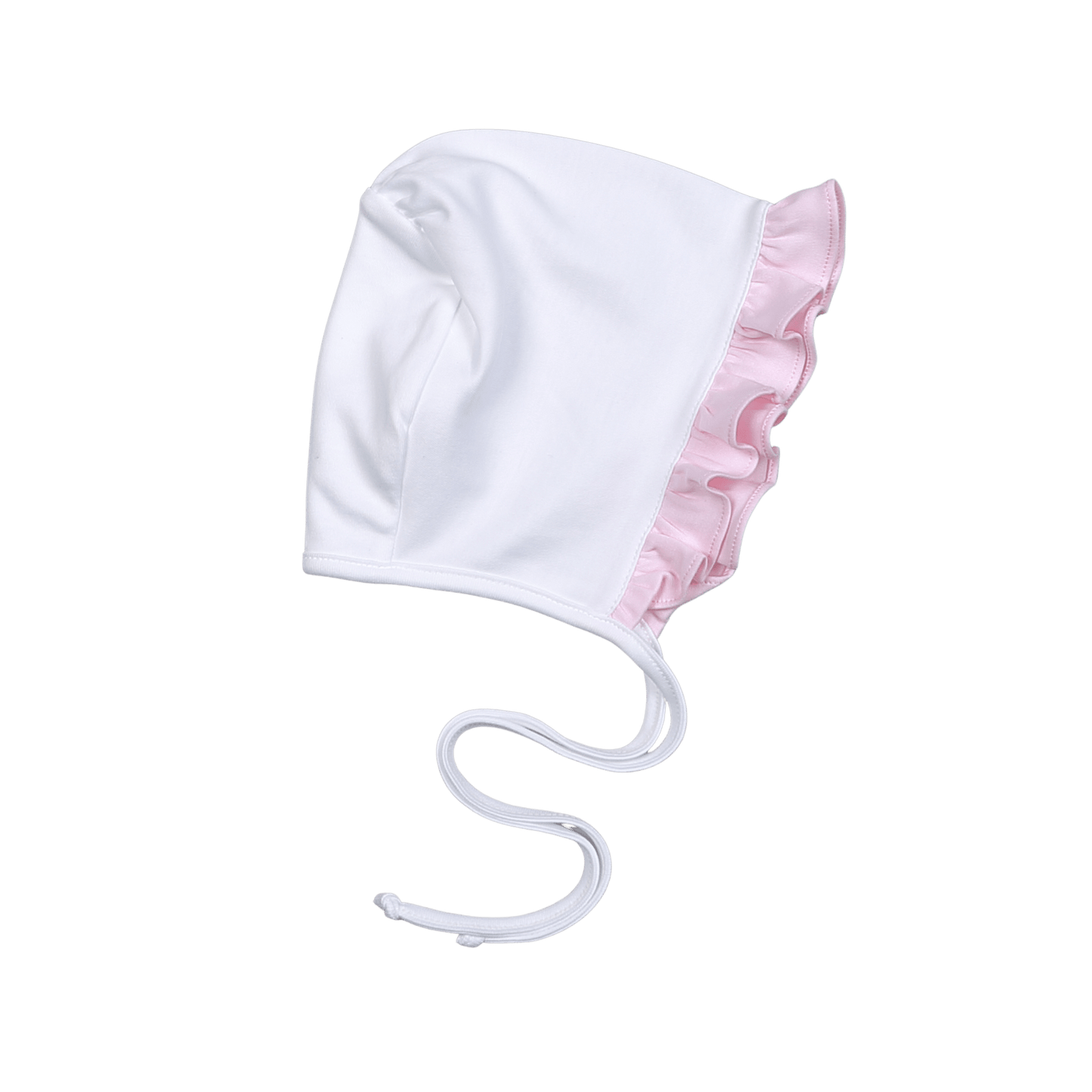 WNP-315 WHITE/PINK RUFFLES PIMA BONNET