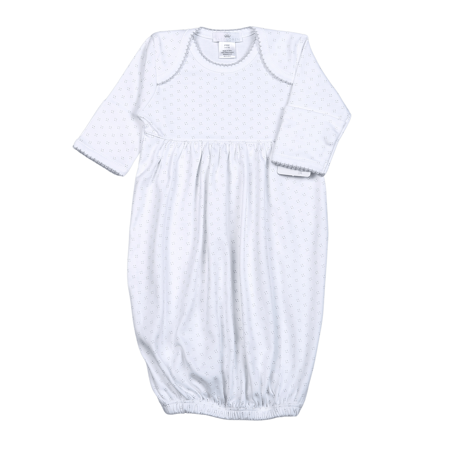 GDG-219 GREY DOTS PIMA GOWN GREY TRIM