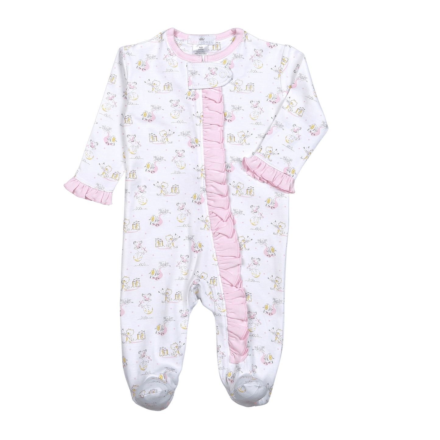 NRG-299 Nursery Rhymes Pink Pima Zipper Footie