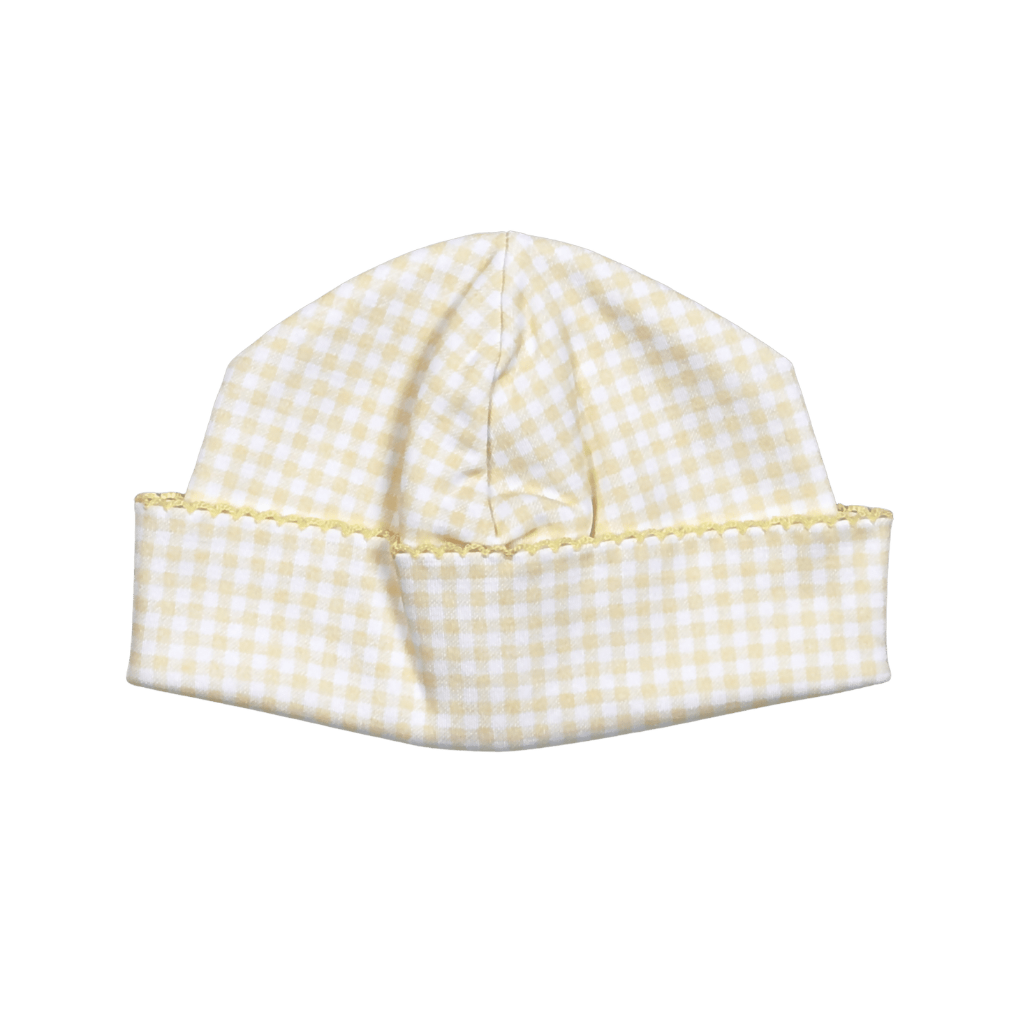 YEL-215 Yellow  Gingham Pima Ruffles Beanie