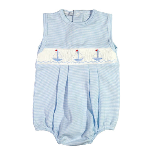 BTB-130 SAIL BOATS HAND SMOCKED PIMA BUBBLE