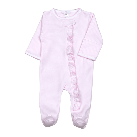 PSZ-314 Pink Tiny Stripes Pima Zipper Footie