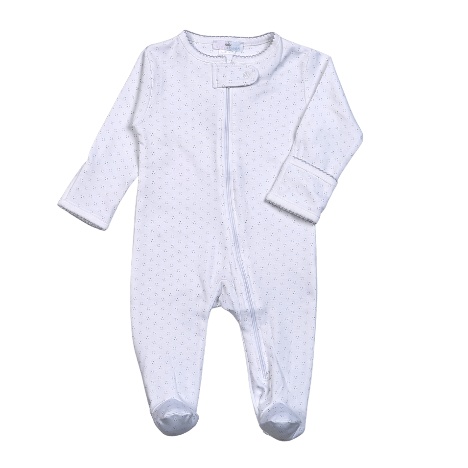 GDZ-314 Grey Tiny Dots Pima Zipper Footie