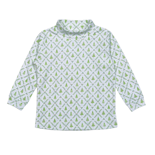 TRB-310 Blue Christmas Trees Pima turtleneck
