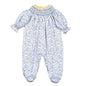 AZU-514 Azul Floral Pima Hand Smk Footie