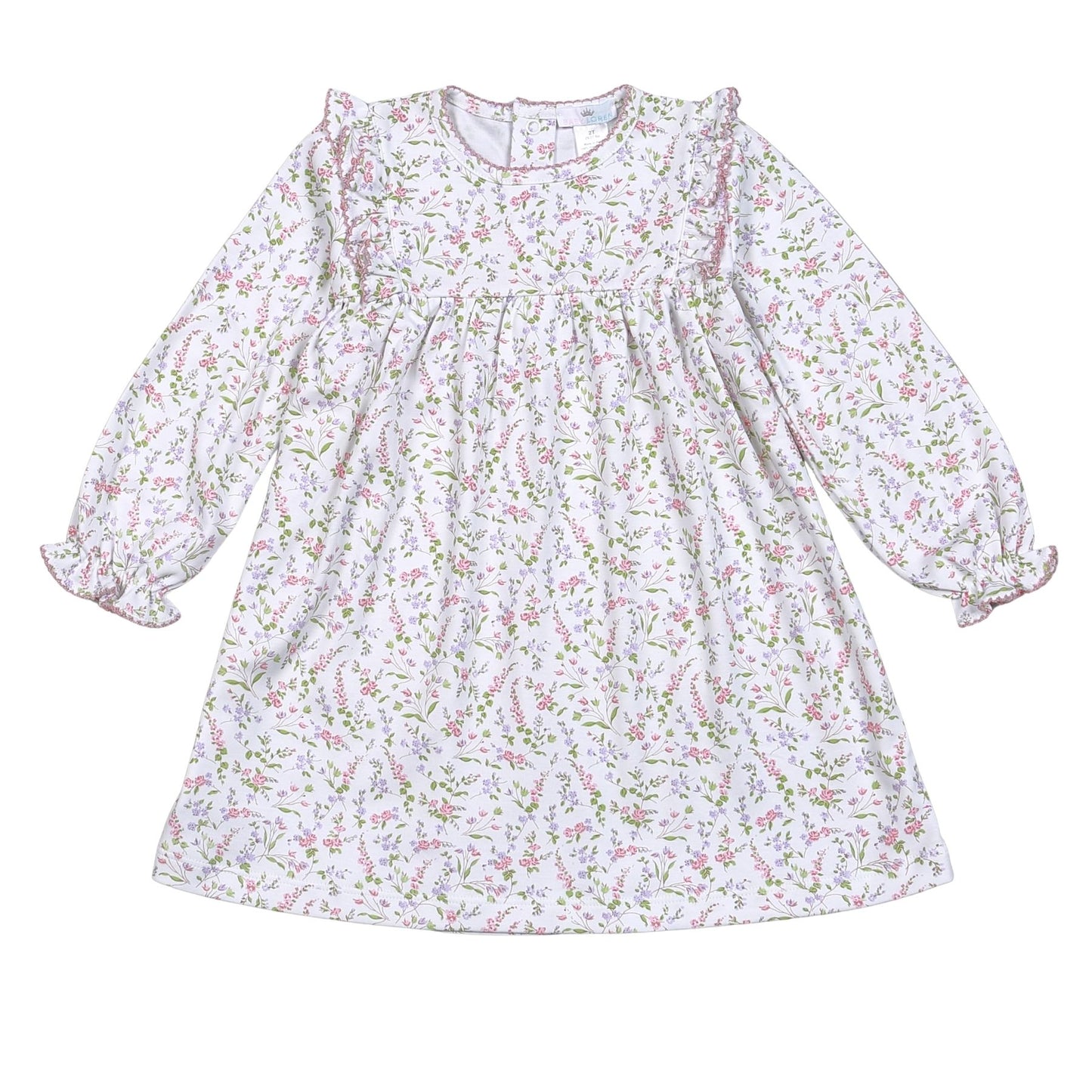 EVN-240 Evelyn coral and purple Floral Pima Dress