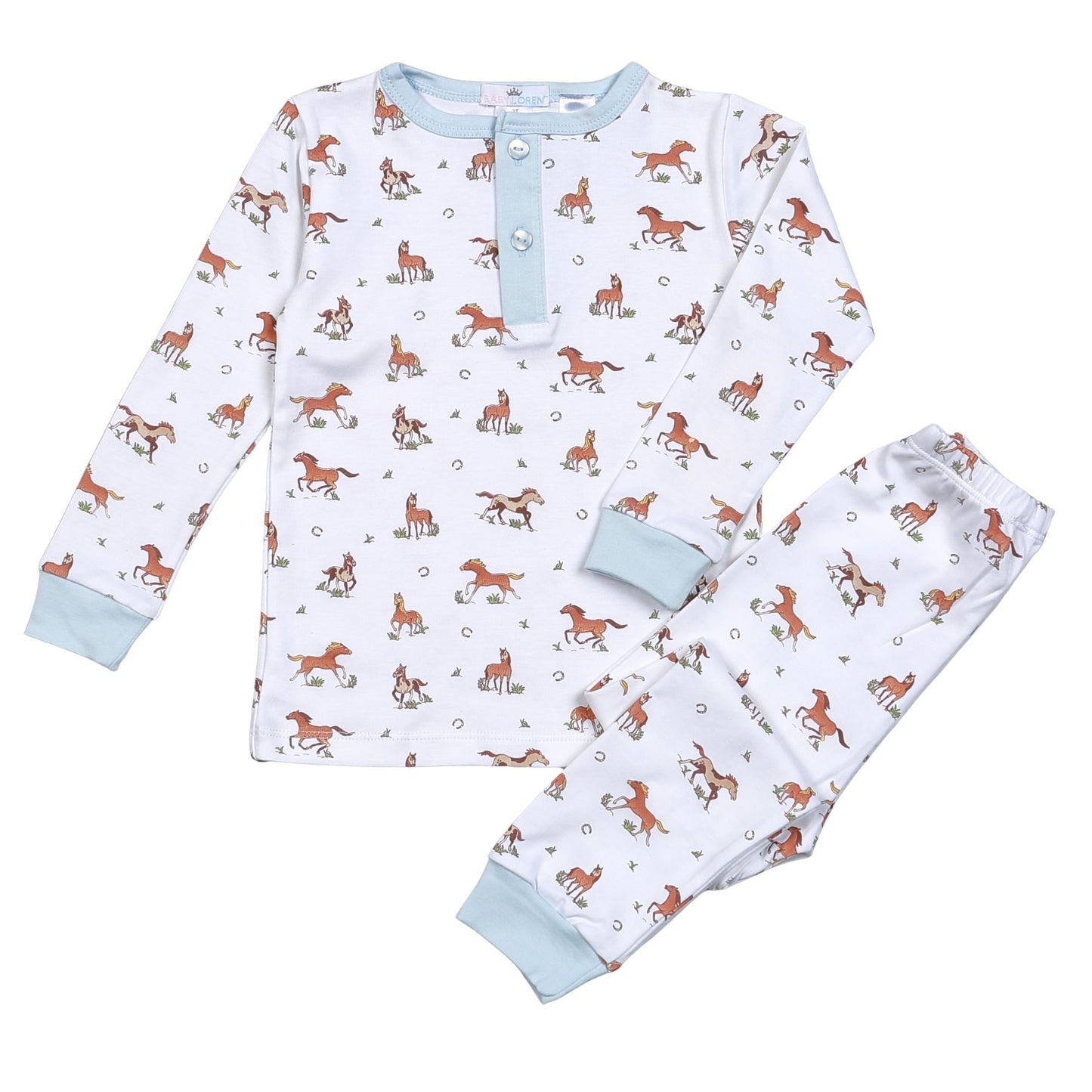 HRB-099 Horses  Pima Two Pcs Nightwear
