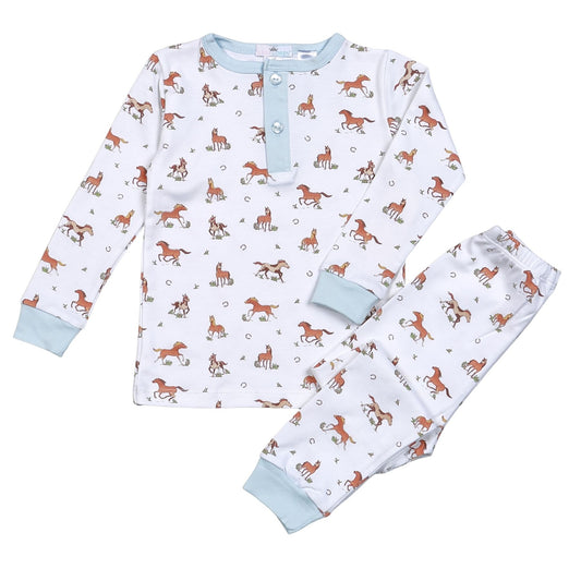 HRB-099 Horses  Pima Two Pcs Nightwear