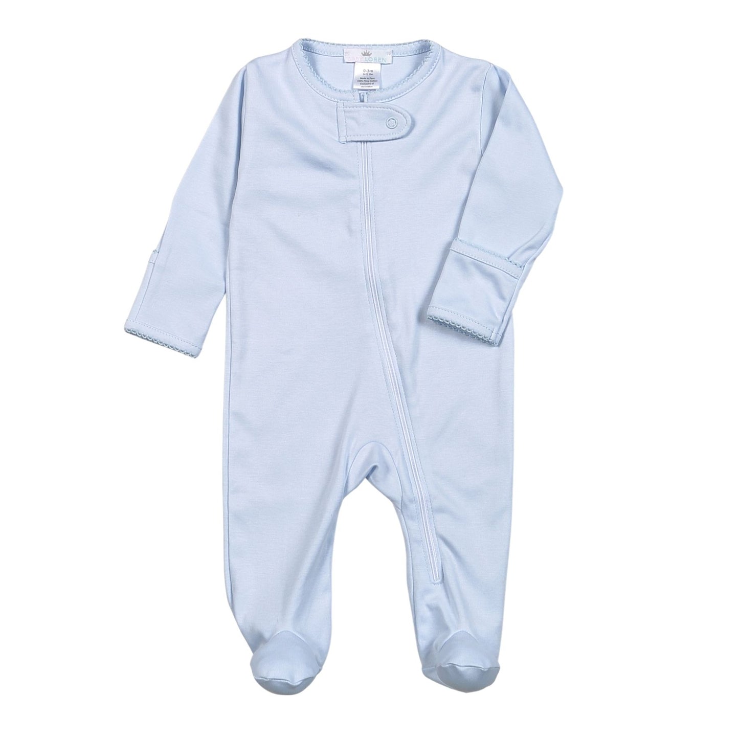 BZB-314 Blue zipper pima footie