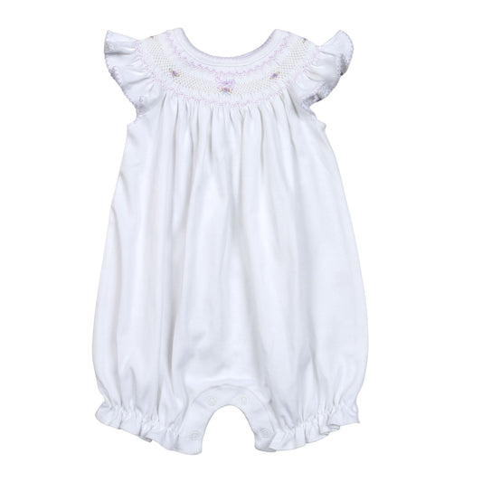 PPL-430 White hand smocked bishop bubble