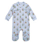 XSN-299 Blue Christmas Snow Globes Pima Zipper Footie
