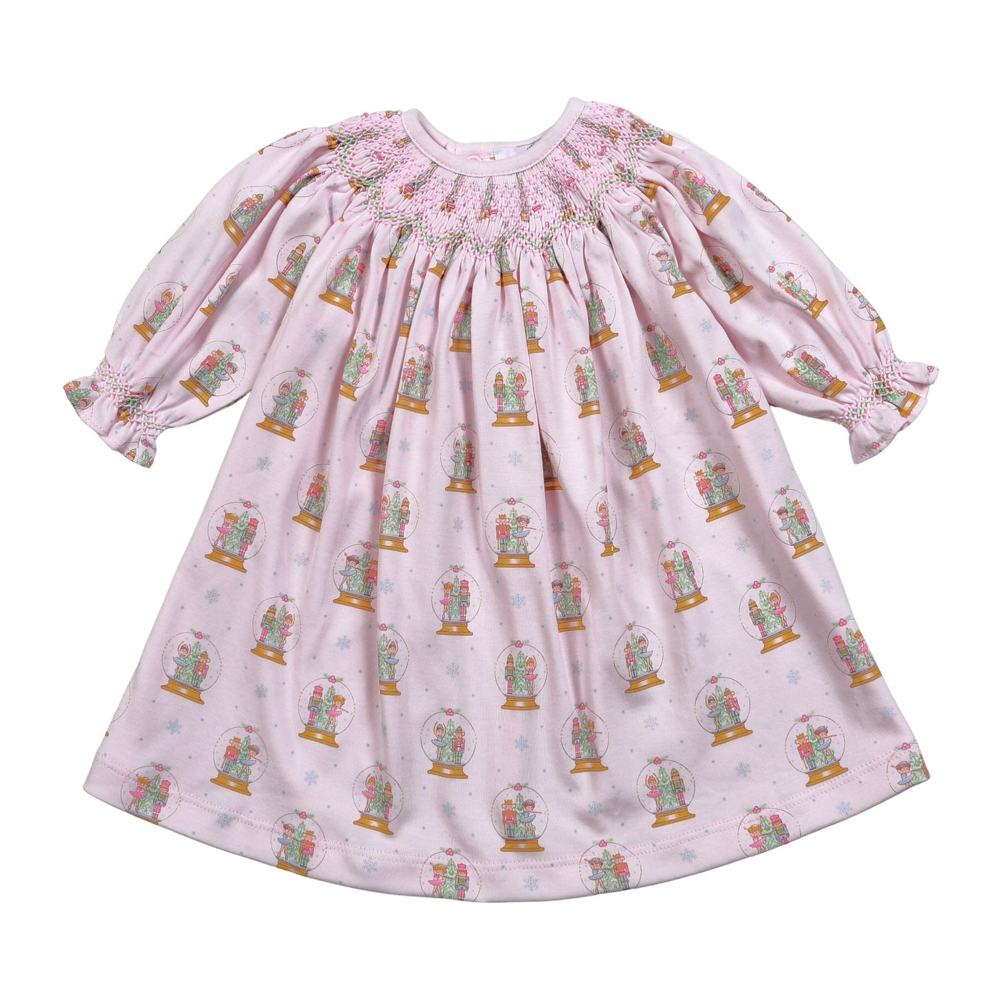 XSN-540 Pink Christmas Snow Globes Floral Pima Hand Smk Dress