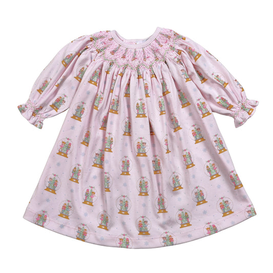 XSN-540 Pink Christmas Snow Globes Floral Pima Hand Smk Dress