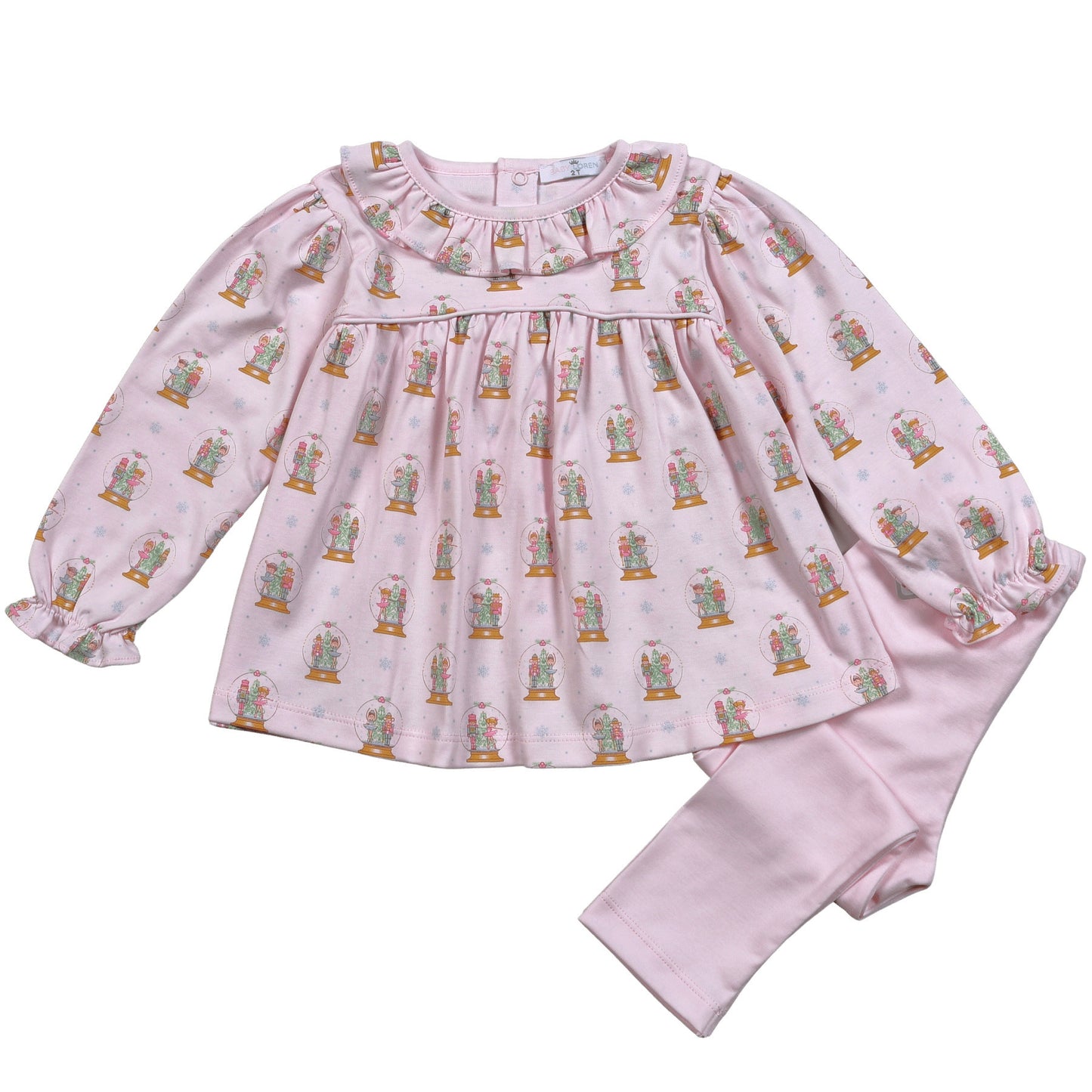 XSN-220 Pink Christmas Snow Globes Pima pants set