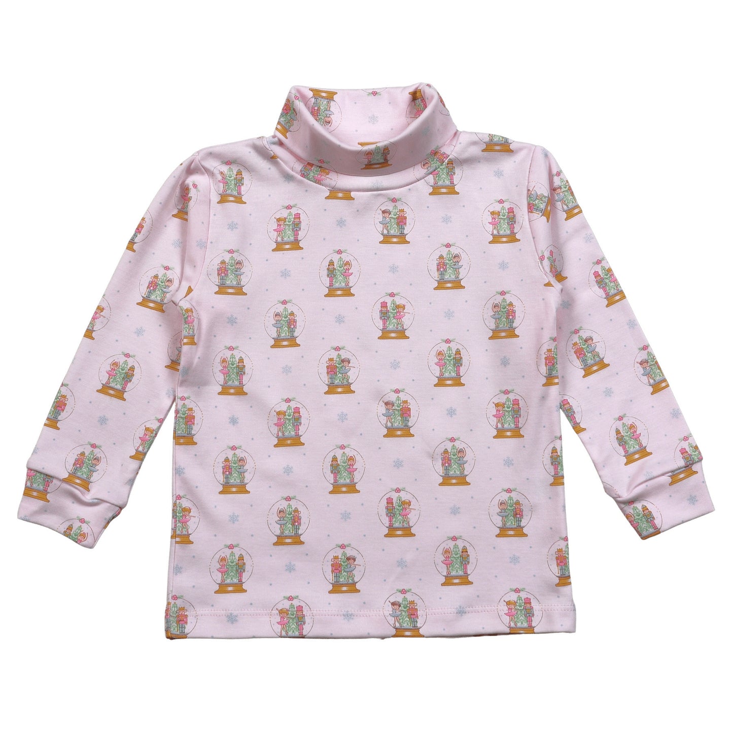 XSN-410 Pink Christmas Snow Globes Pima Turtleneck