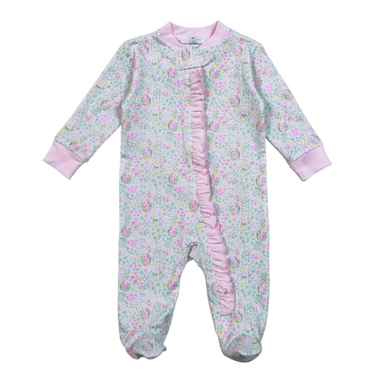 CAF-299 Casey Floral Pima Zipper Footie