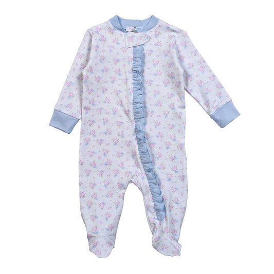 RBO-299 Roses and Bows Pima Zipper Footie