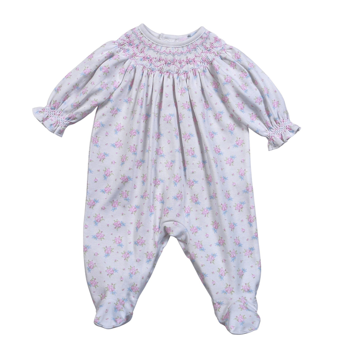 RBO-514 Roses and Bows Floral Pima Hand Smk Footie