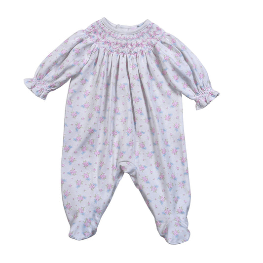 RBO-514 Roses and Bows Floral Pima Hand Smk Footie