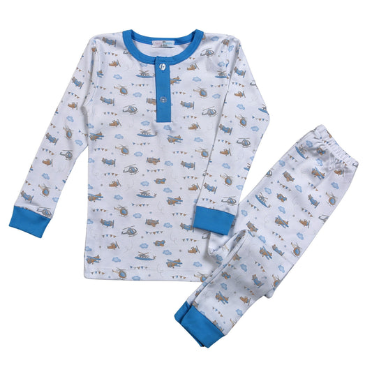 PLA-099 Airplanes Pima Two Pcs Loungewear
