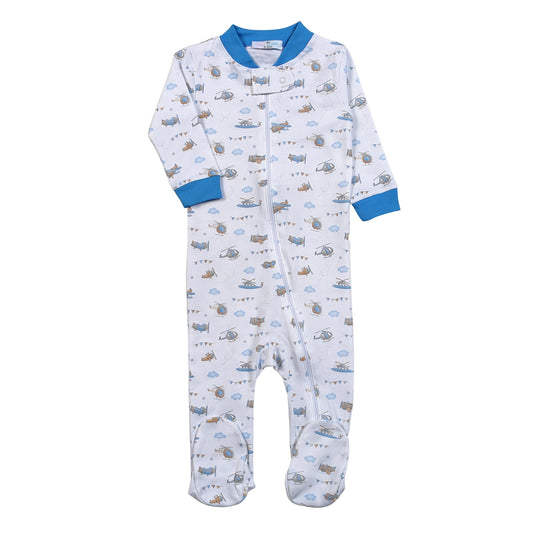 PLA-299 Airplanes Pima Zipper Footie