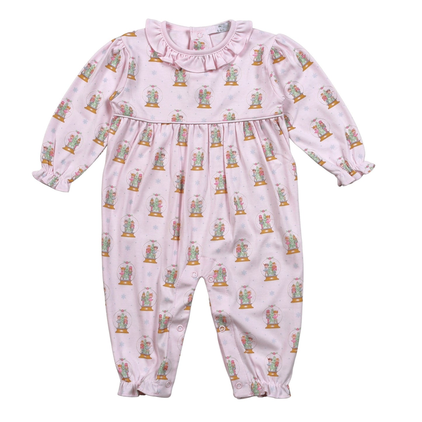 XSN-334 Pink Christmas Snow Globes Pima Romper