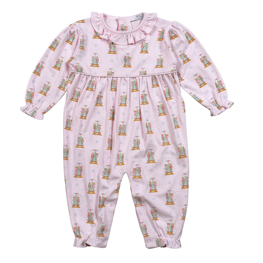 XSN-334 Pink Christmas Snow Globes Pima Romper
