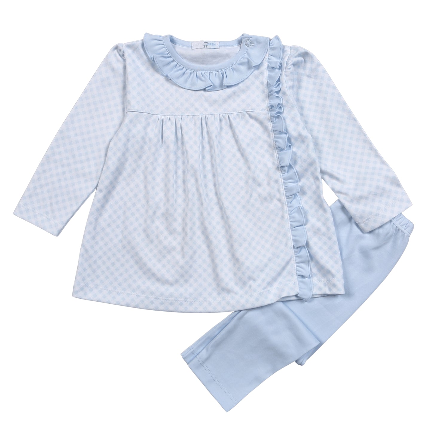 PDS-520 Blue Plaid Pima pants set